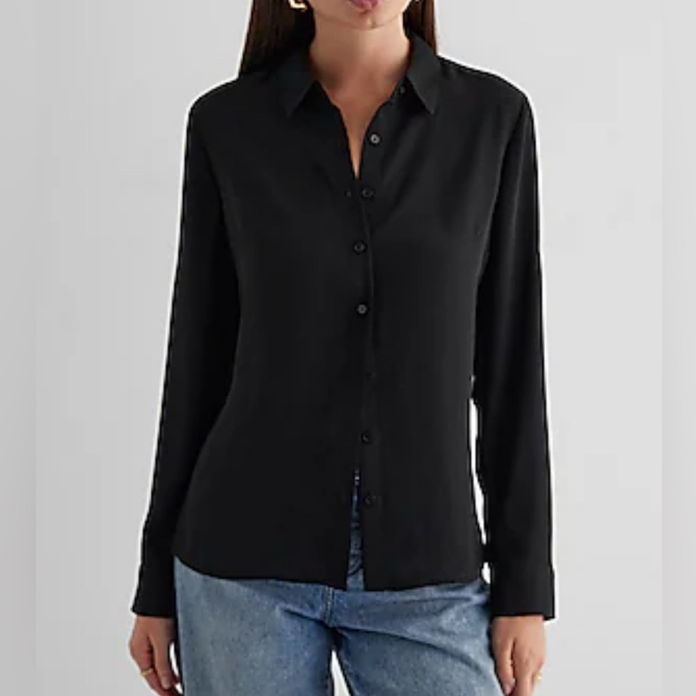 Express Long Sleeve Button Down Blouse